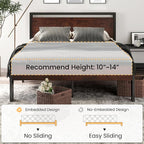 SHA CERLIN 14 Inch King Size Metal Platform Bed Frame - Image 7