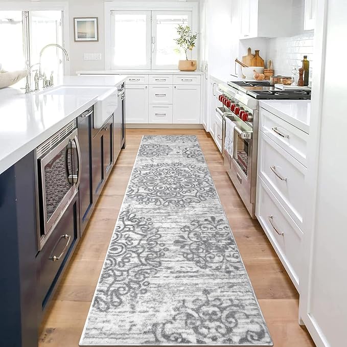 HEBE Hallway Runner Rug 2'x8', Washable Non Slip Kitchen Rug Runner | Soft Boho - Image 6