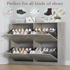 BORNOON Shoe Cabinet with 4 Flip Drawers, Narrow Hidden Shoe Storage Cabinet - Image 4