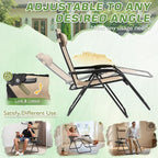 Devoko Set of 2 Zero Gravity Lounge Chairs, Outdoor Folding Adjustable Steel - Image 6