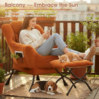 Tangerine Lazy Chair with Ottoman, Large Velvet Accent Chair with a Throw Pillow - Image 7