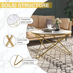 HLR Round Coffee Table with White Faux Marble Top - Image 3