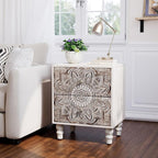 HOMPUS White Nightstands Set 2, Vintage Nightstands - Image 4