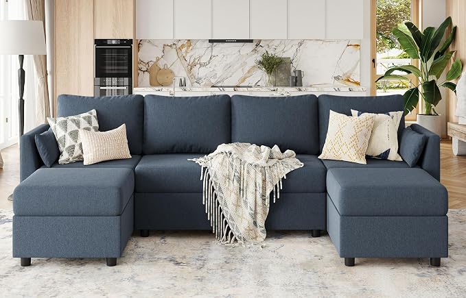 Huatean Home 114.17" Modular Sectional Sofa, 6 Seat Modular Couch by huateanhome
