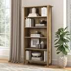 Bush Home Salinas 5 Shelf Bookcase in Reclaimed Pine, Tall Bookshelf, Large - Image 2