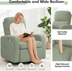 Swivel Rocker Recliner, Oversized Manual Boucle Nursery Glider Rocking Recliner - Image 8