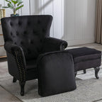 Accent Chairs with Ottoman Set of 2 Velvet Wingback Club Chair Upholstered - Image 6