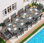 SERWALL Patio Dining Sets for 10 Person, HDPE Dining Set by SERWALL
