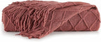 BOURINA Burgundy Throw Blanket 60x80 Inches Throw Textured Solid Soft Sofa - Image 6
