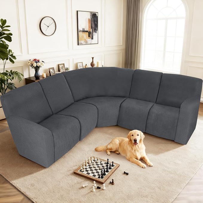 ALIECOM 100% Waterproof Recliner Sectional Couch Covers L Shape Stretch Corner - Image 2