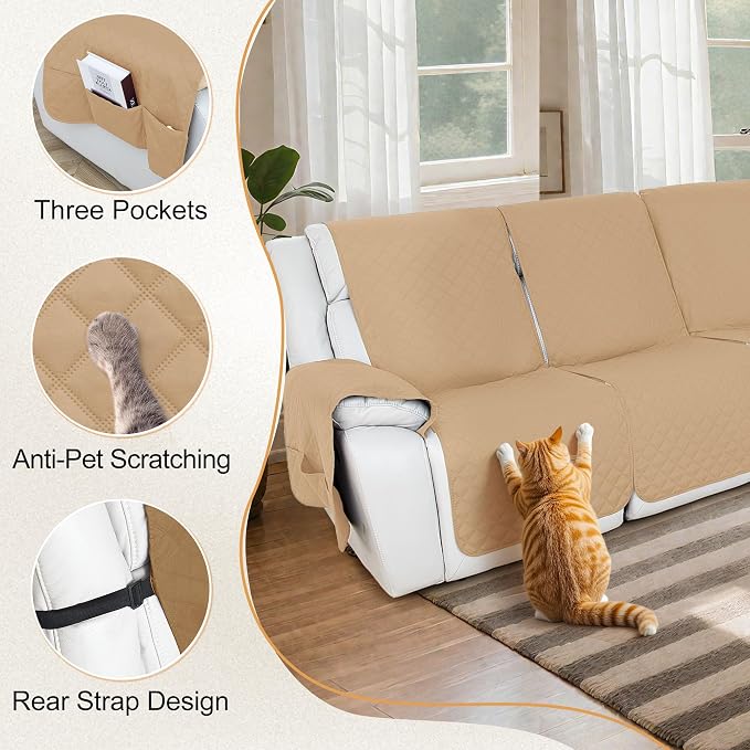 HDCAXKJ Reclining Sectional Couch Covers L Shape Recliner Sofa Middle Console - Image 4