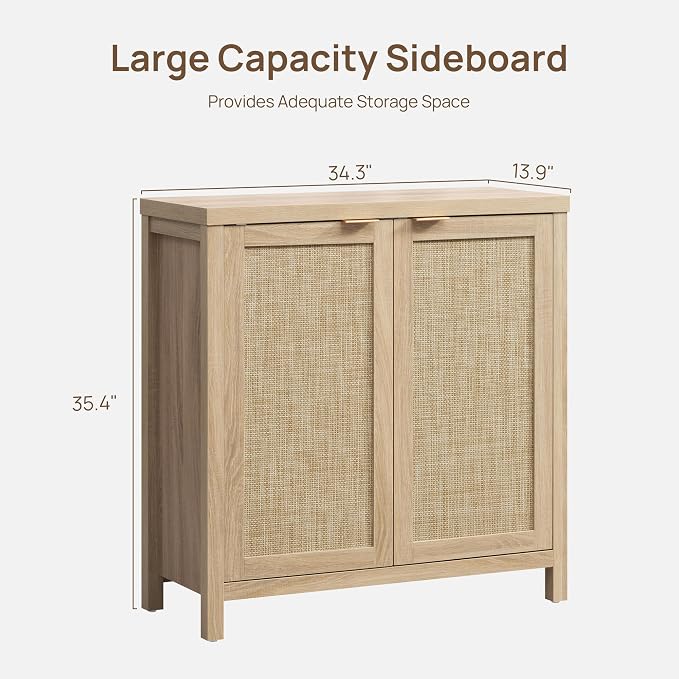 SICOTAS Rattan Sideboard Buffet Cabinet - Image 3