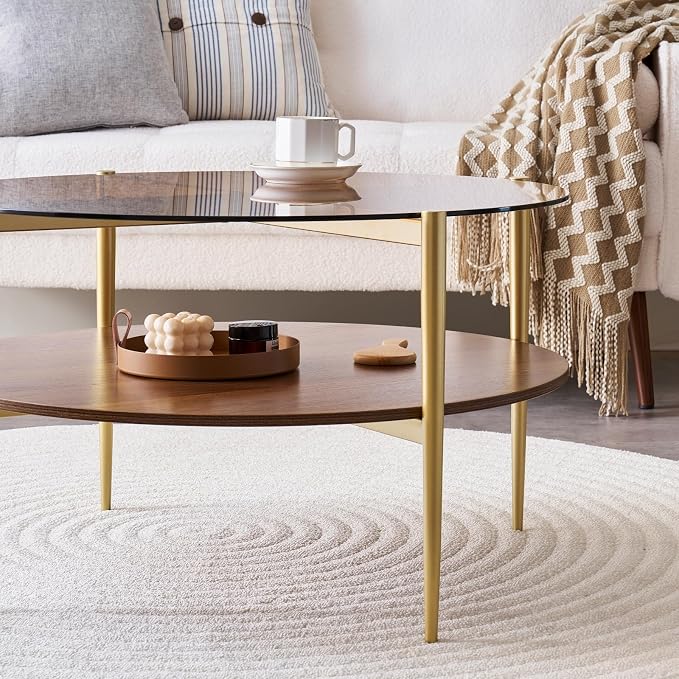 LumFurn Round Coffee Table, Mid-Century Modern Design, D30 x H17, - Image 4
