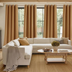 NICETOWN Short Faux Linen Gold Brown Blackout Curtains 63 inches Long - Image 4