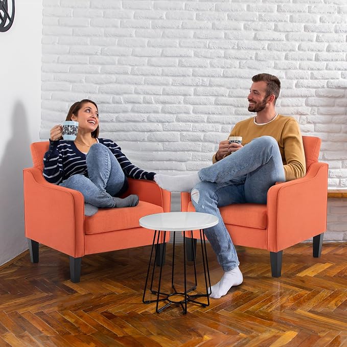 VINGLI Burnt Orange Mid Century Modern Accent Chair - Image 9