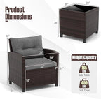 Tangkula 3 Pieces Patio Furniture Set, PE Rattan Wicker 3 Pcs Outdoor Sofa Set - Image 8