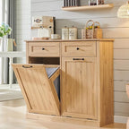 IFGET Double Tilt Out Trash Cabinet, 20 Gallon Farmhouse Laundry Hamper Cabinet by IFGETEnrichYourLivingSpace