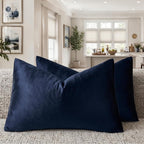 GIGIZAZA Navy Velvet Pillow Covers 12x20 Decorative Pillows Pack of 2 | Lumbar by GIGIZAZAFocusingonhomedecoration