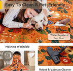 RELEANY Floral Washable 4x6 Area Rugs BurntOrange | Flower Carpet Print Boho - Image 6