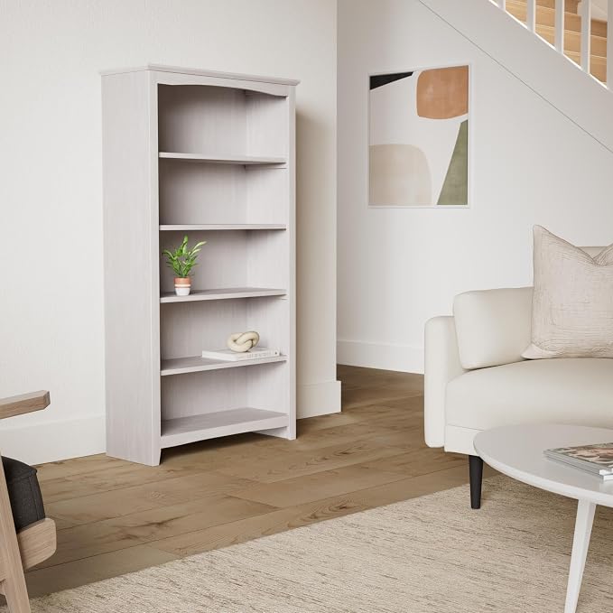 Shaker Solid Wood Bookcase, Washed Gray Taupe - Image 2