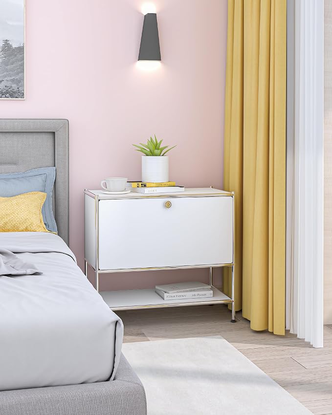Metal Sidetable with Flap Door, 27.5" Height - Image 2