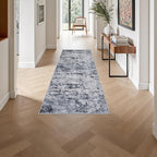 2x5 Washable Runner Rug：Modern Abstract Kitchen Soft Carpet Grey | - Image 4