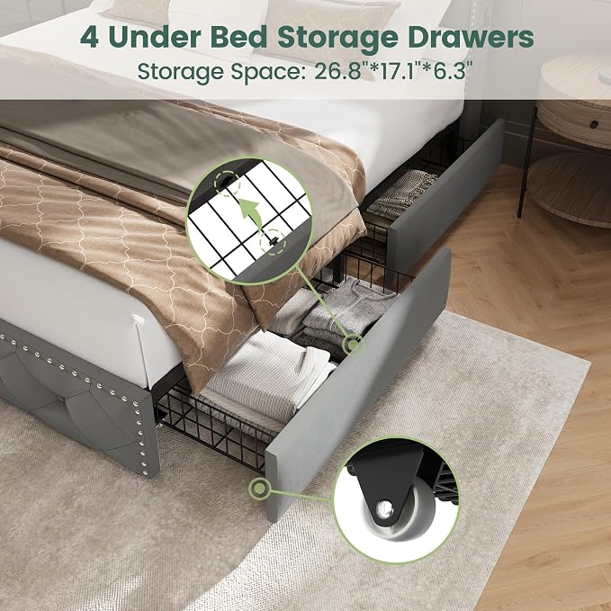 LARMACE Queen LED Bed Frame - Image 7