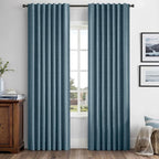 MIULEE 100% Blackout Linen Curtains 42 x 72 Inch Stone Blue 2 Panels | Thermal by MIULEE