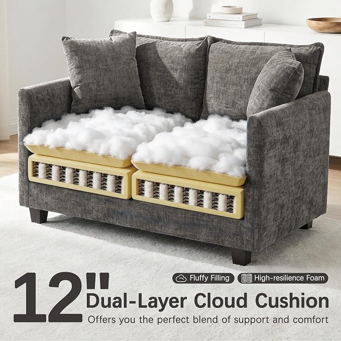 Loveseat Sofa, Comfy Chenille Small Couch - Image 3