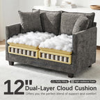 52'' Loveseat Sofa with Ottoman, Cloud Sofa Couch with 27" Deep Seat & 2 Pillows - Image 3