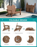 SERWALL Folding Adirondack Bench, HDPE All-Weather Adirondack Loveseat - Image 6