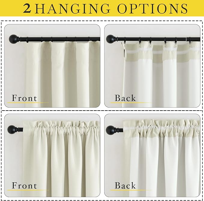 NICETOWN Room Darkening Bedroom Curtains 96 inches Long, Dual Rod Pockets & - Image 3