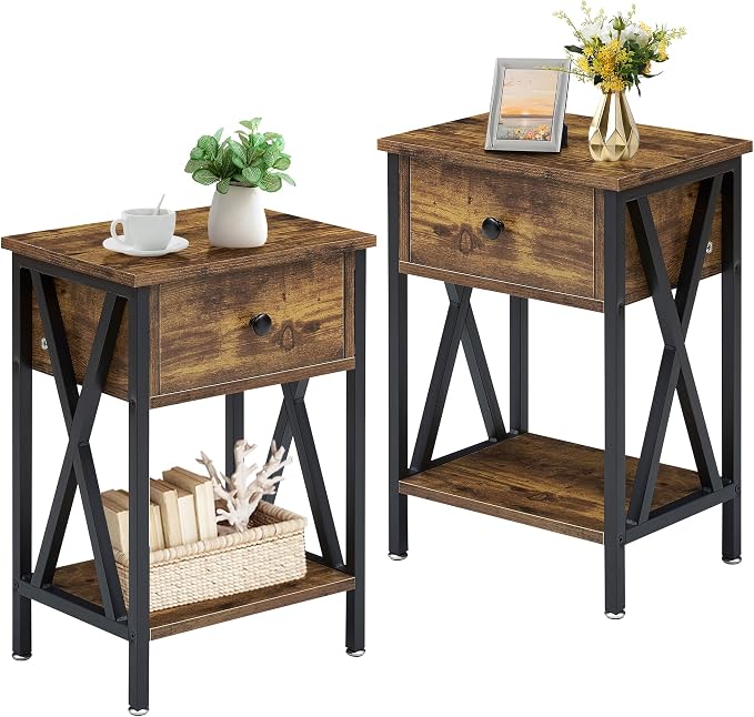VECELO Nightstands Set of 2, Modern Bedside End Tables, Night Stands by VECELO