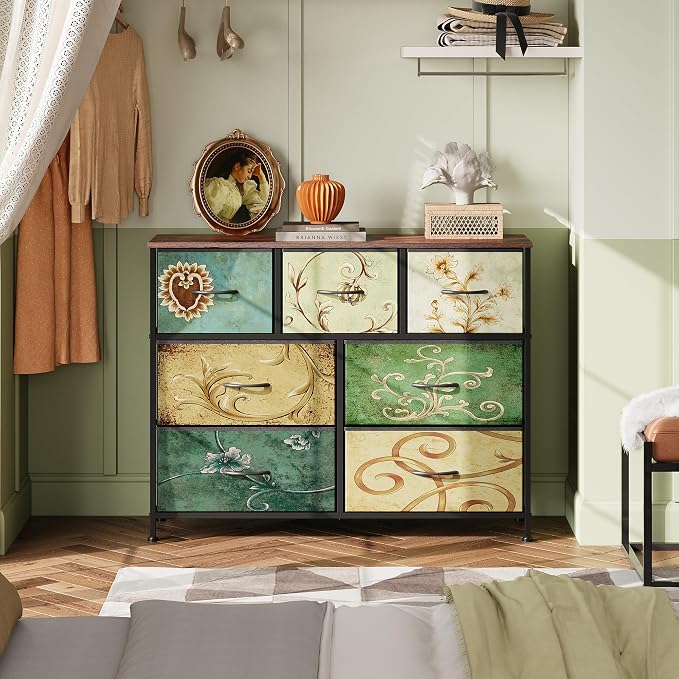 WLIVE 7 Drawer Dresser TV Stand, Entertainment Center, Media Console Table - Image 2