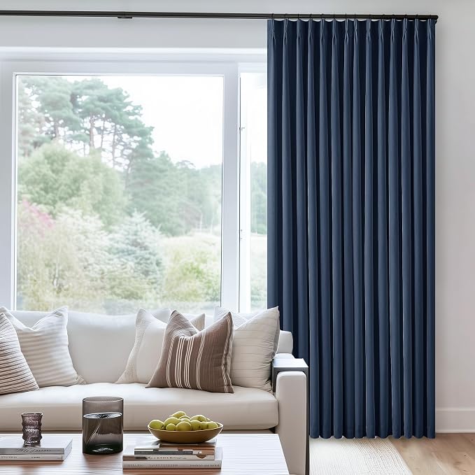 Dark Blue Linen 100% Blackout 120 Inch Curtains - Image 8