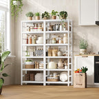 FOTOSOK 6-Tier Bamboo Shelf Set of 2, Bamboo Bookcase - Image 4
