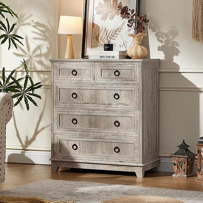 Joaxswe Farmhouse 5 Drawer Dresser - Image 6