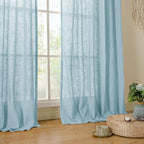 Semi Sheer Linen Curtains for Living Room 84 inch Length 2 Panels | Light - Image 9