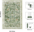 Yamaziot 4x6 Washable Area Rug for Bedroom Floral Carpet Sage Green | Non Slip - Image 2