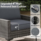 Jing's Villa 4-Piece Outdoor Sectional Sofa Set, All-Weather Wicker Patio - Image 3