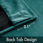 MIULEE Teal Velvet Curtains 52x96 inches 2 Panels Luxury Blackout Curtains | - Image 3