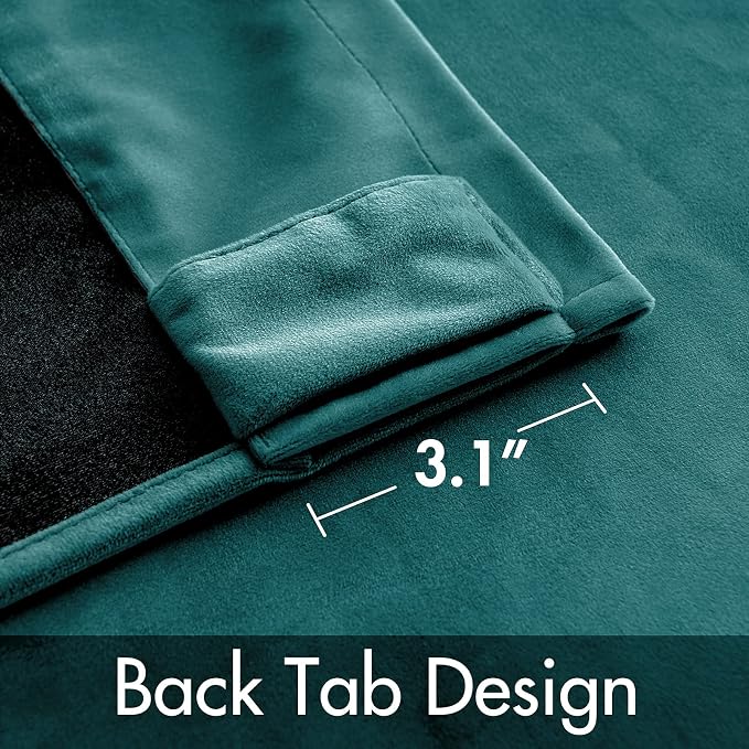 MIULEE Teal Velvet Curtains 52x96 inches 2 Panels Luxury Blackout Curtains | - Image 3