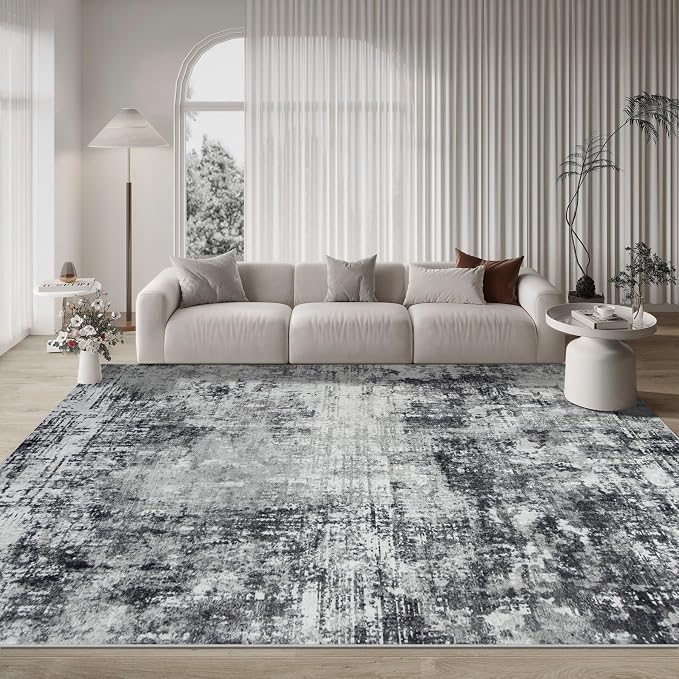 8x10 Area Rugs for Living Room Bedroom Dining Room Washable Black Grey | Soft - Image 9