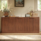 Evermagin 67" Fluted Walnut Buffet Cabinet Sideboard - Image 4