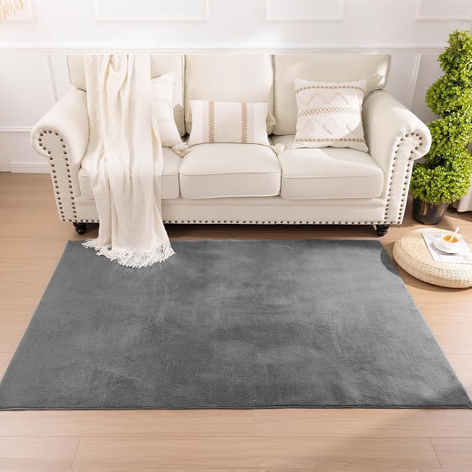 SHACOS Ultra Soft Faux Rabbit Fur Area Rugs 4x6 - Image 7