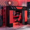Full Size Wood Loft Bed with Built-in Workstation, Smart Storage, RGB Lighting by Bekeknlny