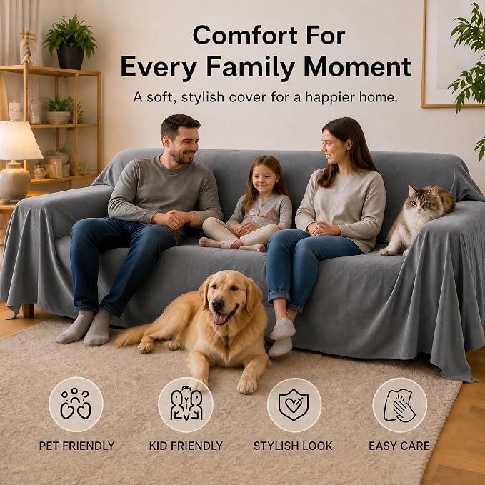 LOllON Velvet Couch Cover for Cats Dogs Kids - Image 8