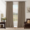 Light Brown 100% Blackout Linen 100 Inch Bedroom Curtains 2 Panels, Latte | by Twodrapes