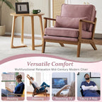 VINGLI Solid Wood Wide Armrests Accent Chair, Upholstered Mid Century Modern - Image 7