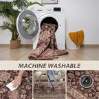 Area Rugs for Living Room, 4x6 Washable Rugs for Bedroom, Non-Slip Retro Floral - Image 4